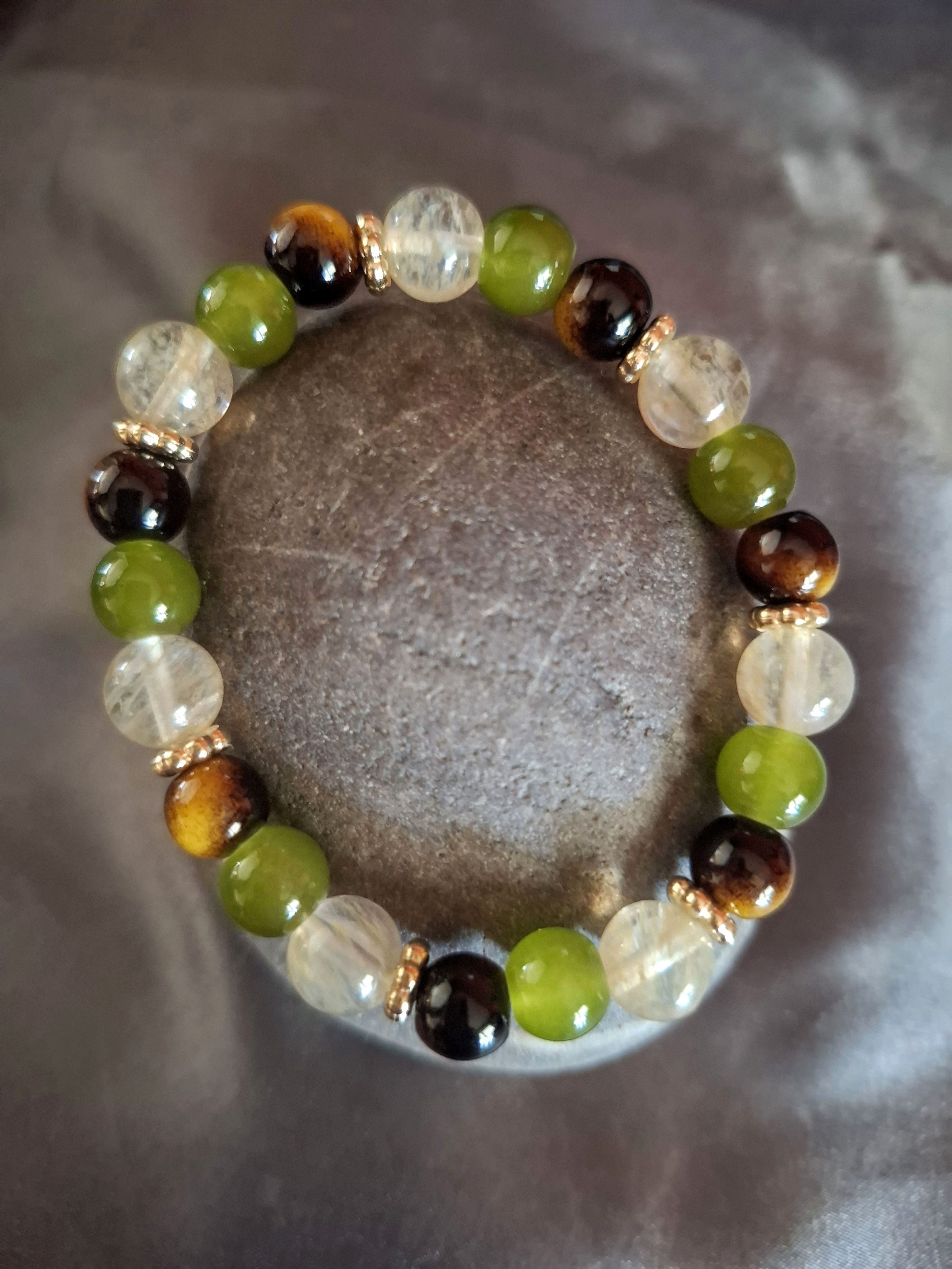 Tiger Eye, Citrine and Green Treasure Natural Stone Menopause Relief Bracelet