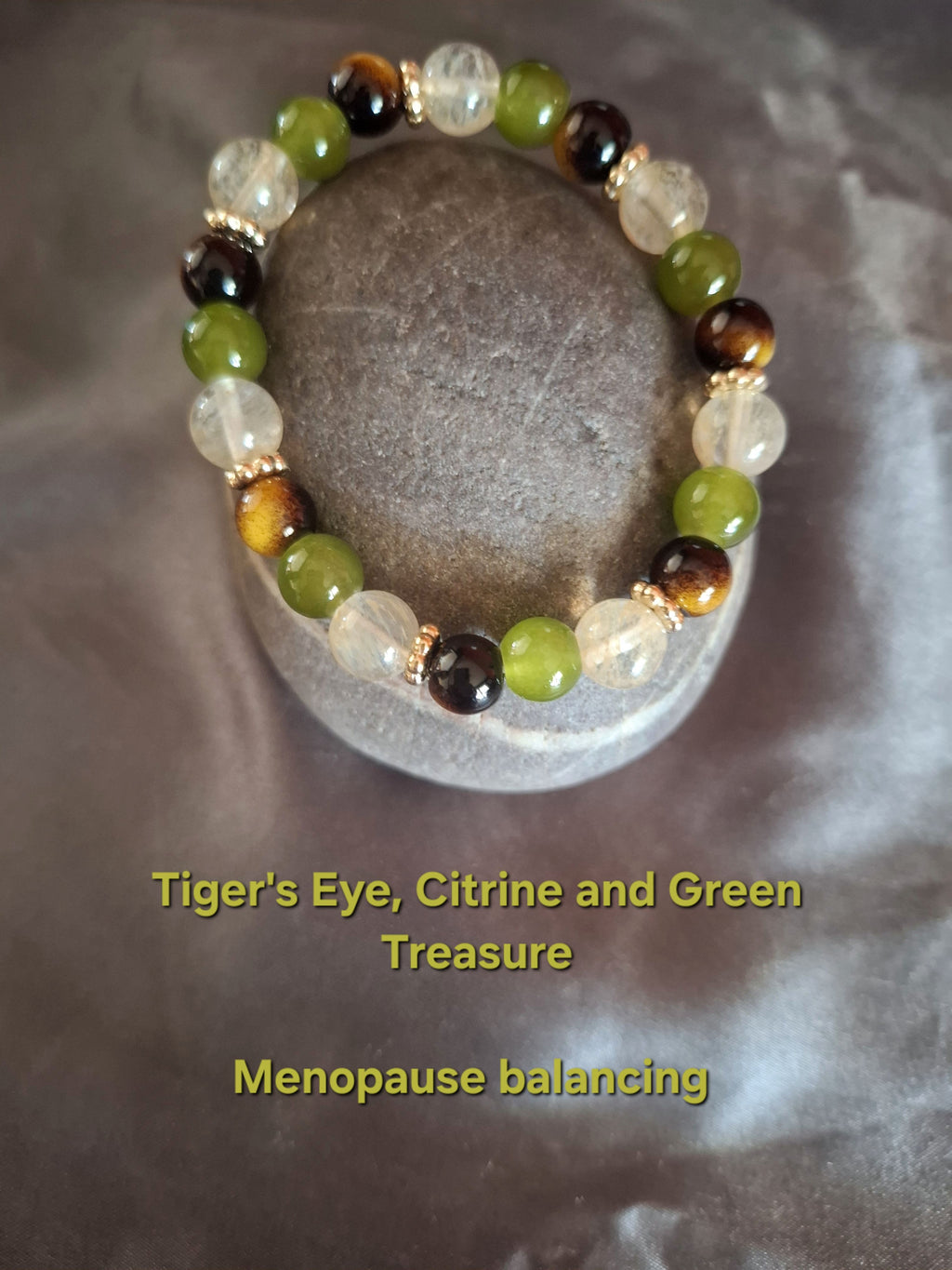 Tiger Eye, Citrine and Green Treasure Natural Stone Menopause Relief Bracelet