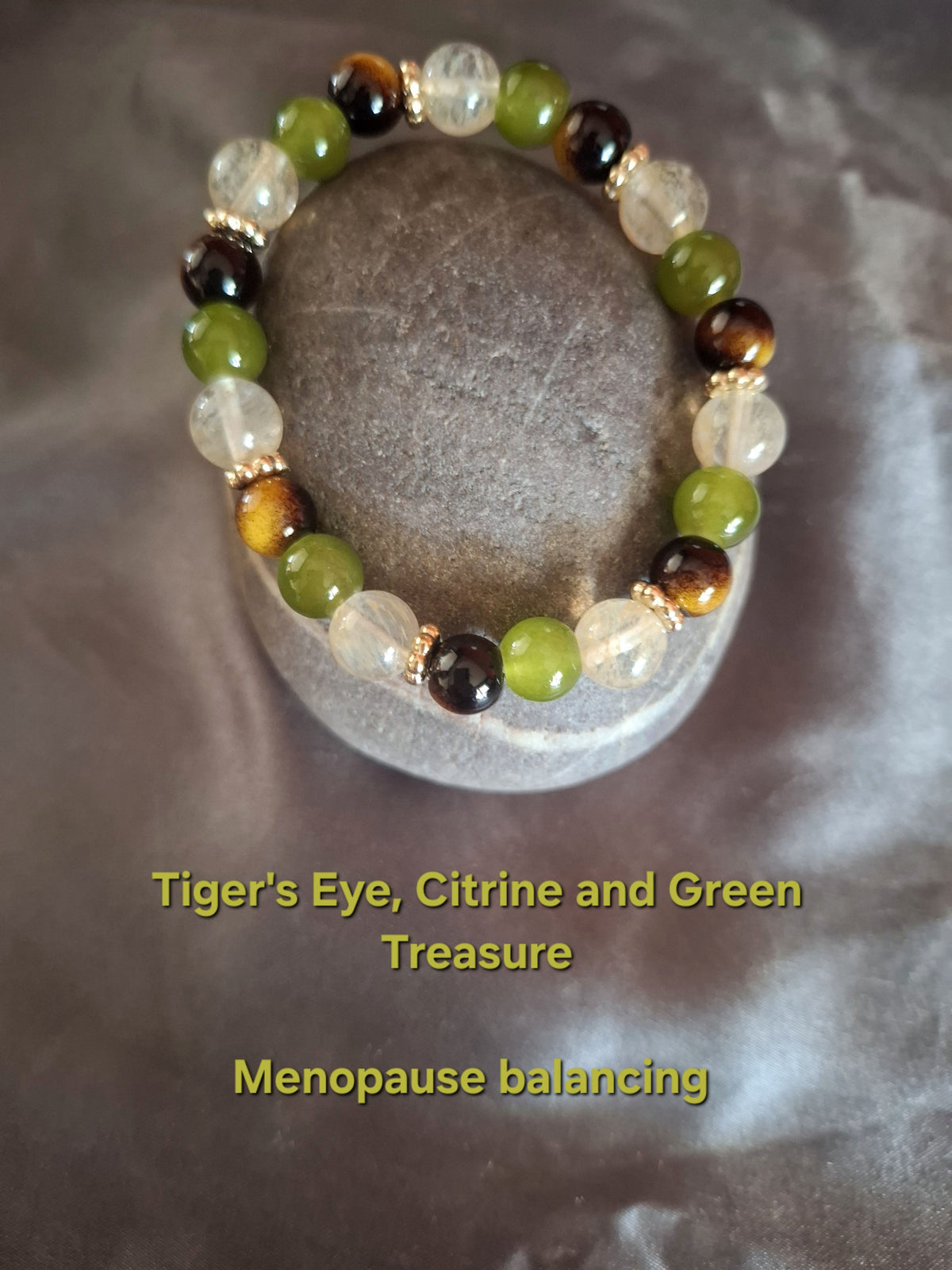 Tiger Eye, Citrine and Green Treasure Natural Stone Menopause Relief Bracelet
