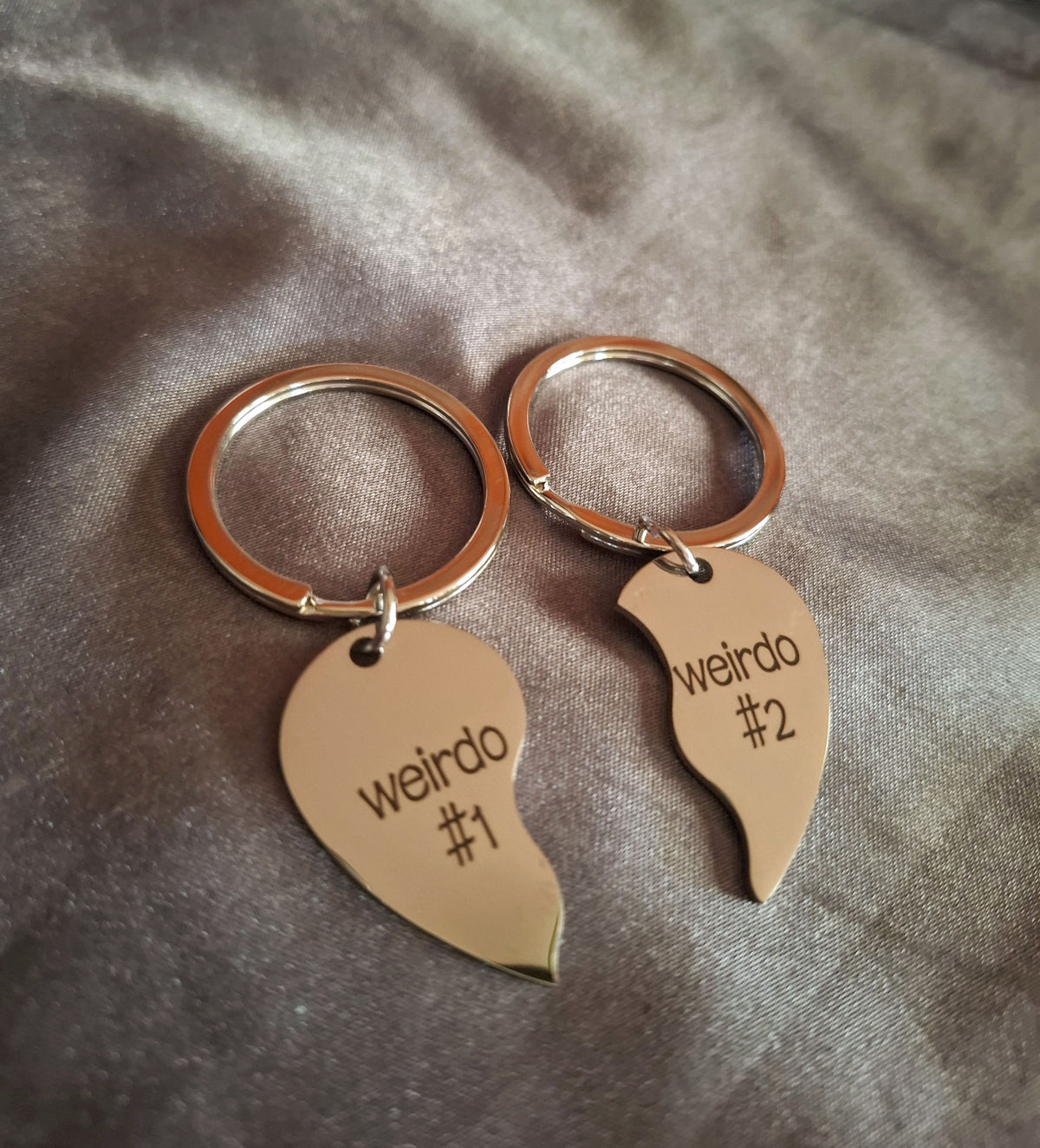 Love Heart Shape Weirdo 2 Piece Keyring Set