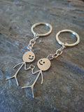 Stickmen Love Heart 2 Piece Keyring Set