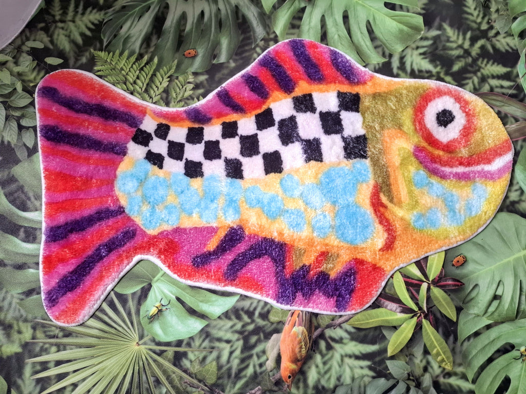 Pink Fish Faux Cashmere Bath Mat 50x80cm