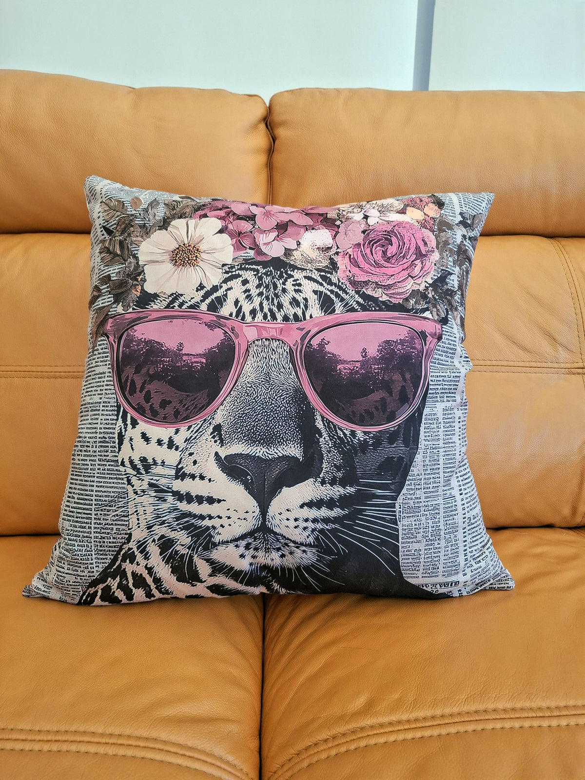 Floral Leopard Design Cushion Cover 45x45cm