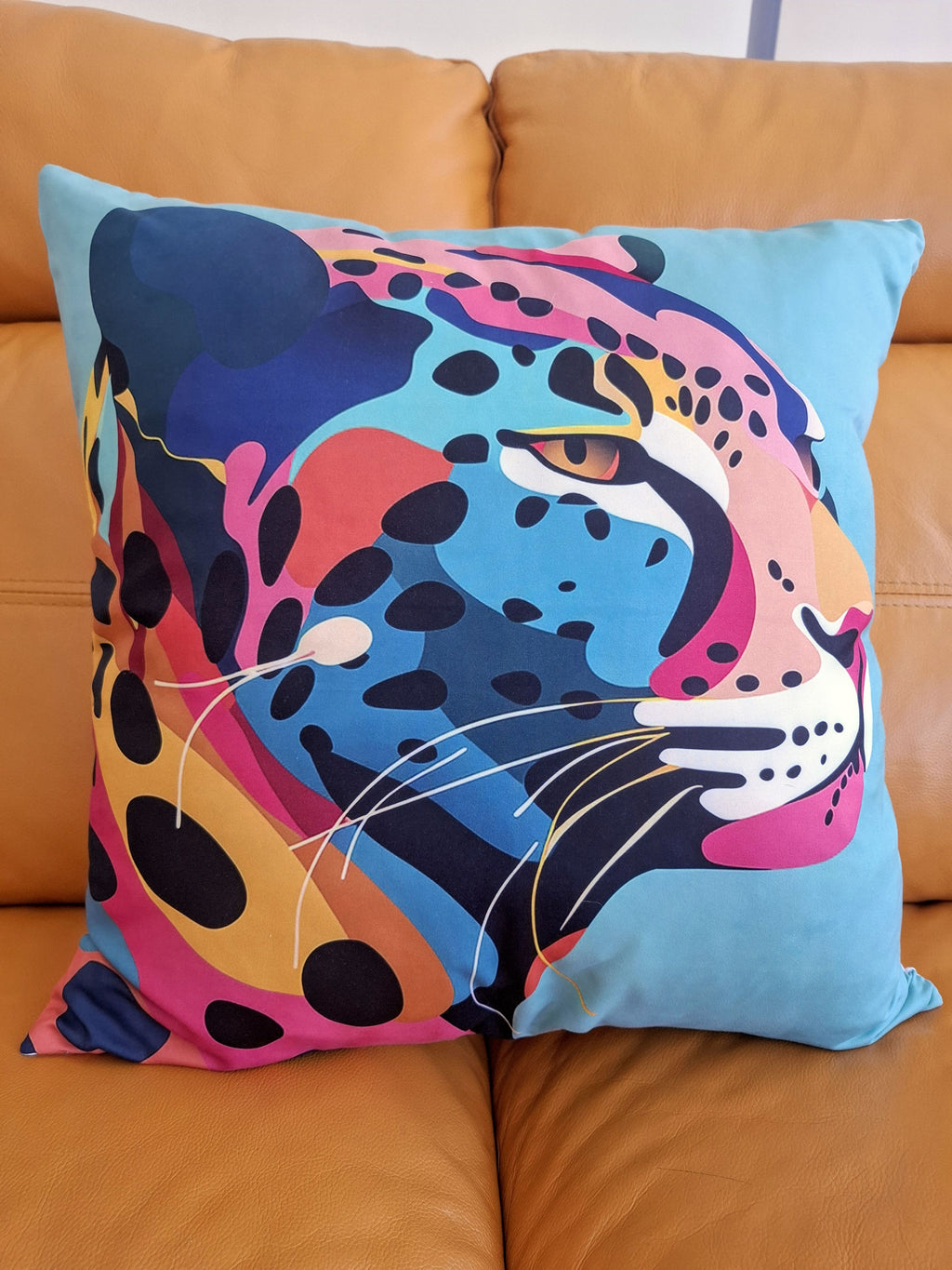 Teal Leopard Design Cushion Cover 45x45cm