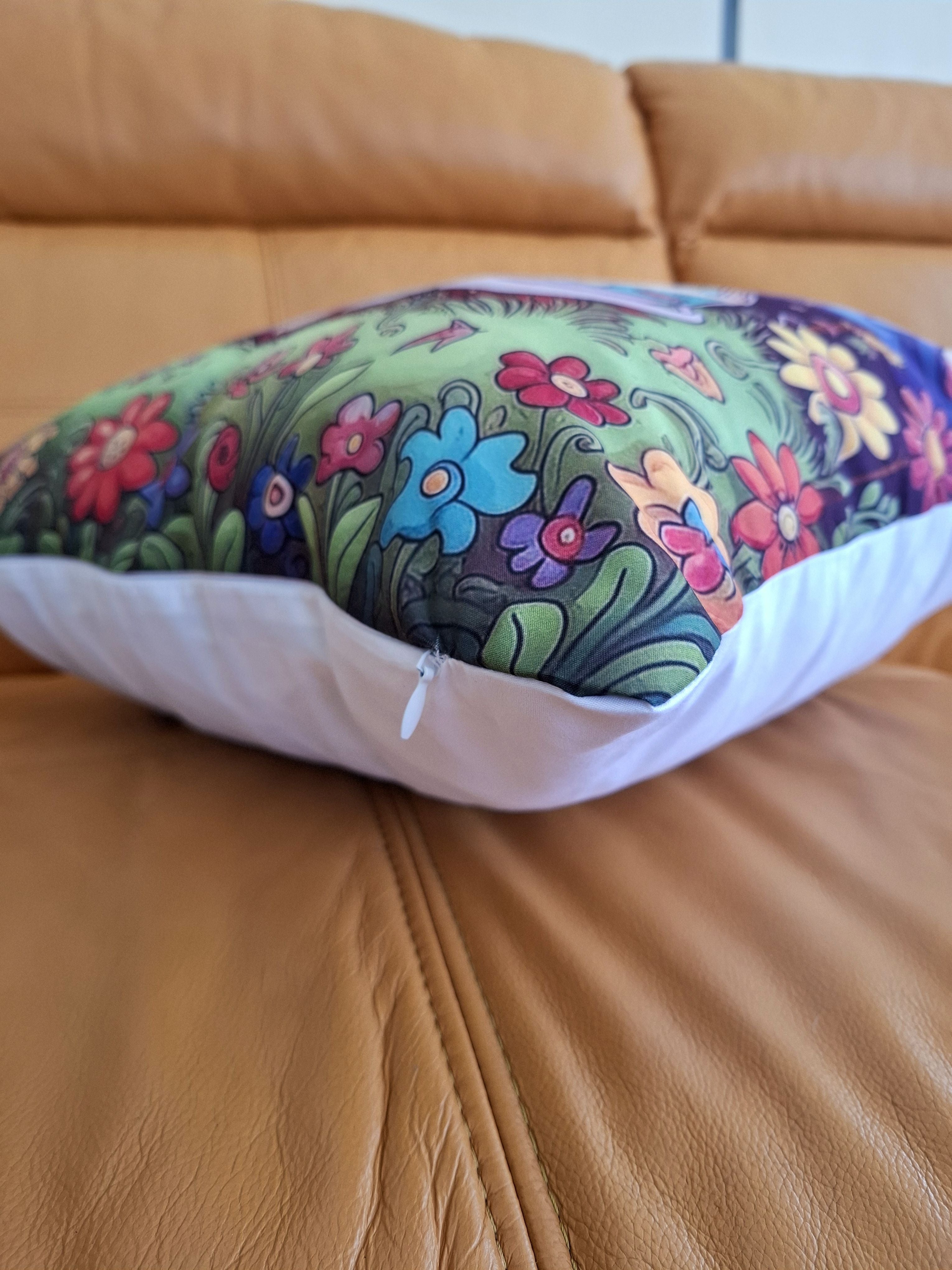 Colourful Hippy Theme Campervan Print Cushion Cover 45x45cm