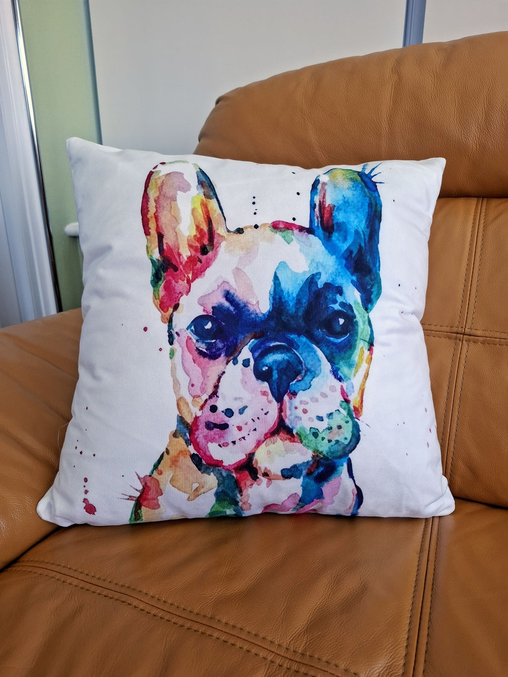 Watercolour French Bulldog Print Cushion Cover 45x45cm