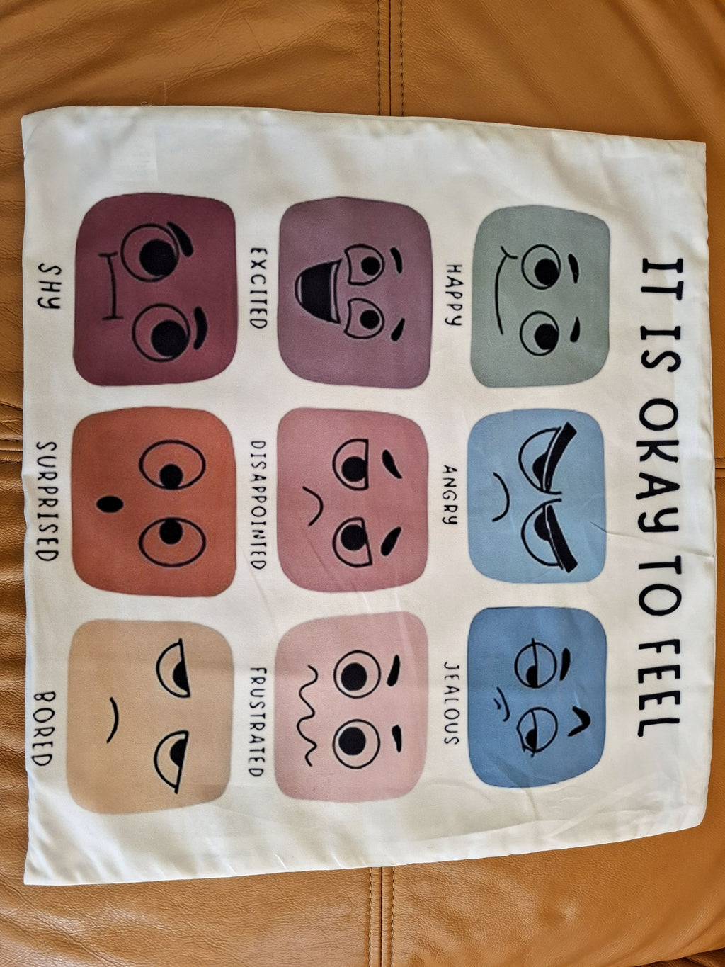 It's Ok to Feel Emotion Emoji Print Cushion Cover 45x45cm