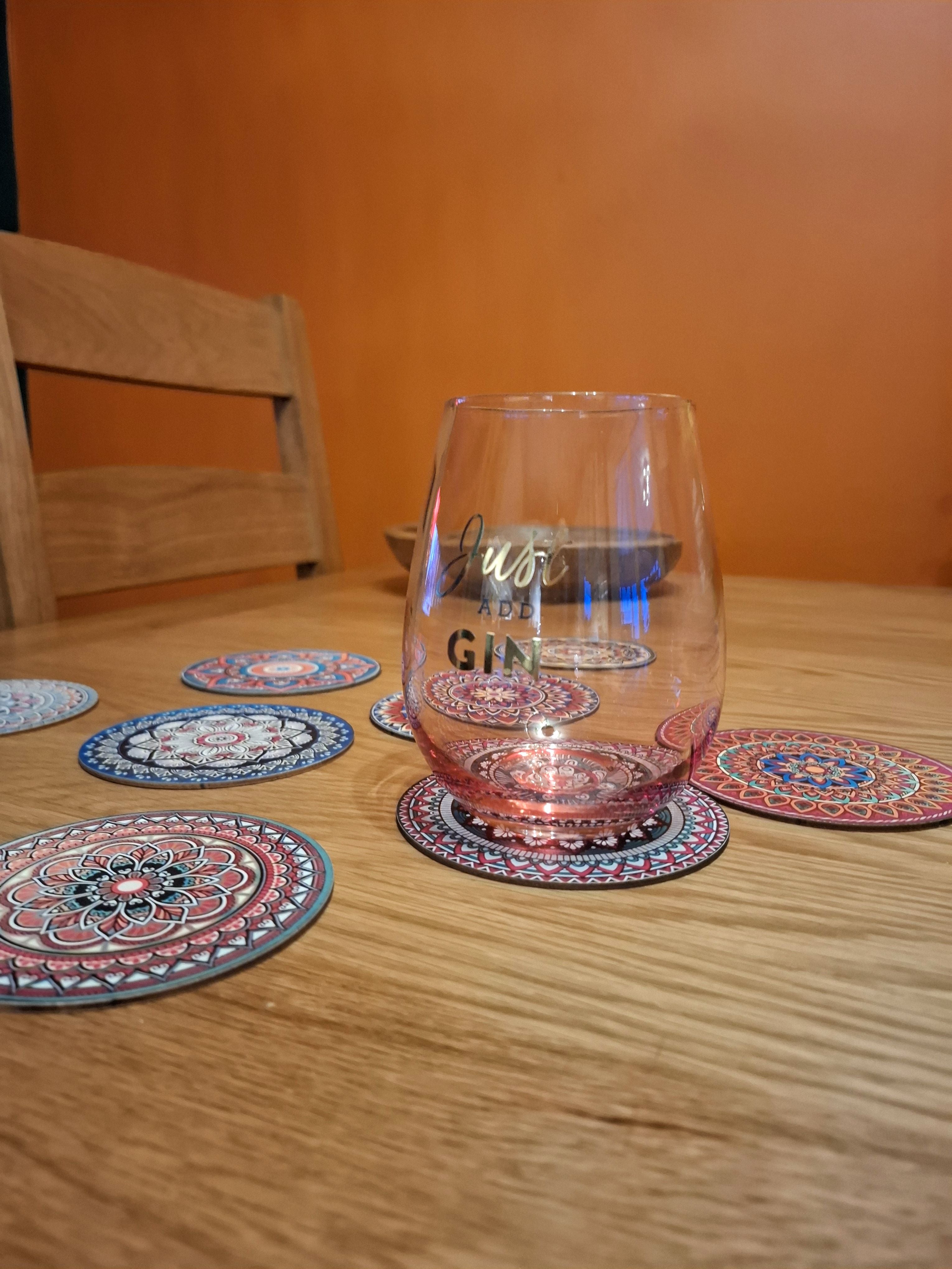 8 Piece Bohemian Style Wooden Coasters