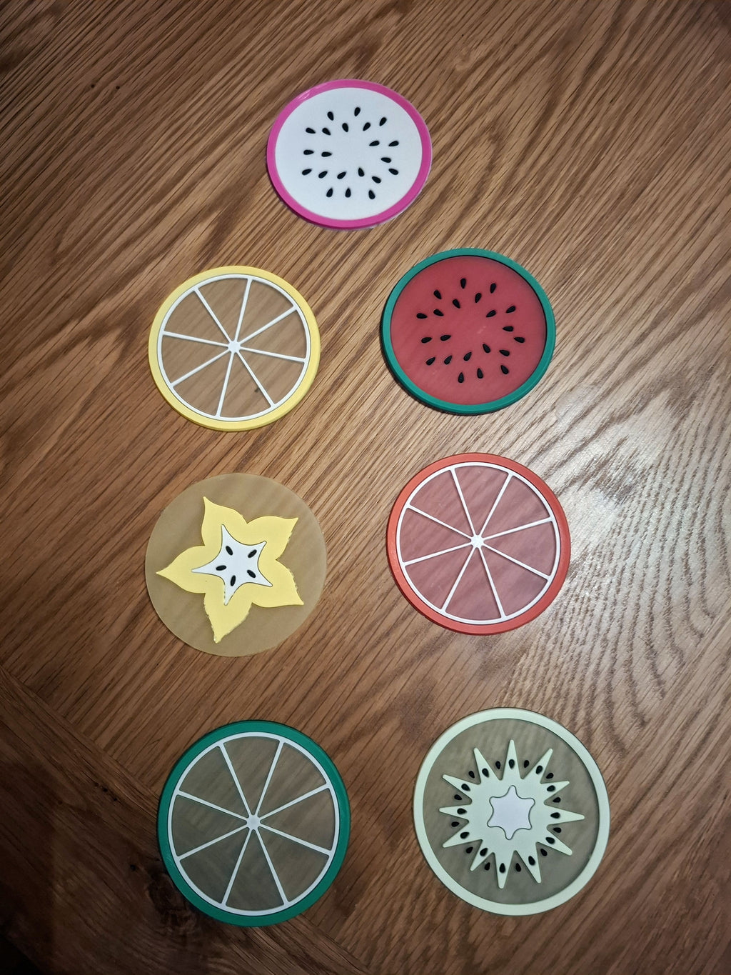 7 Piece Silicone Outdoor Fruit Theme Coasters