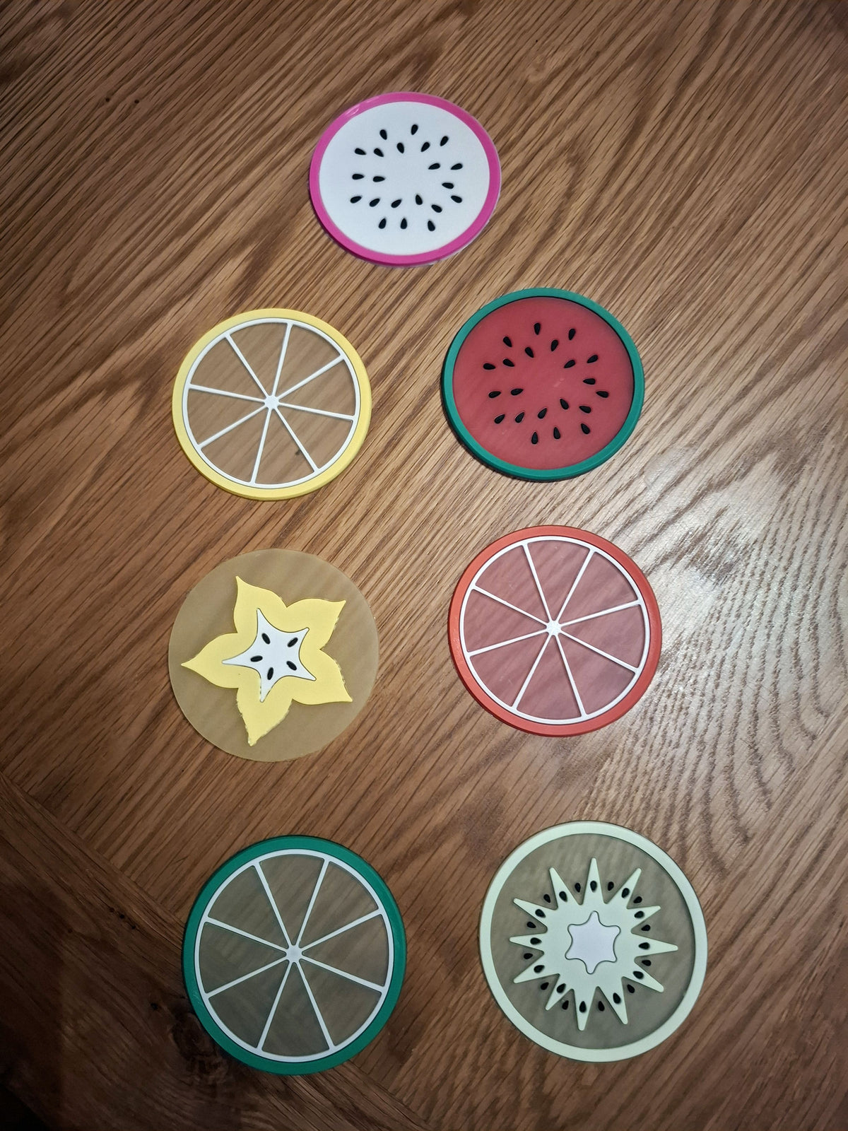 7 Piece Silicone Outdoor Fruit Theme Coasters