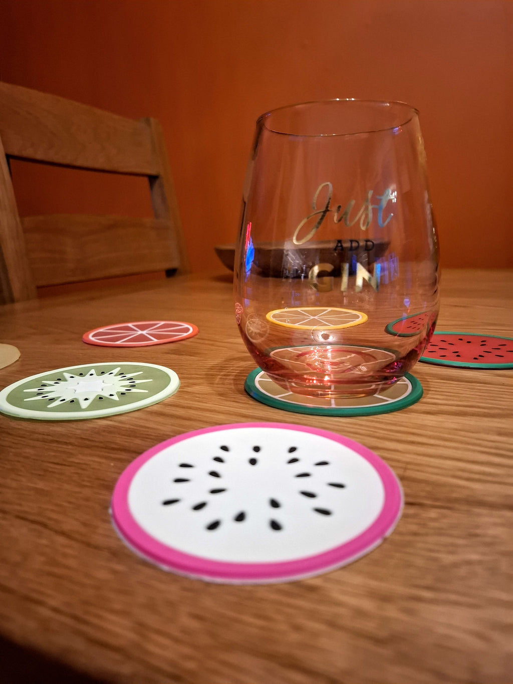 7 Piece Silicone Outdoor Fruit Theme Coasters