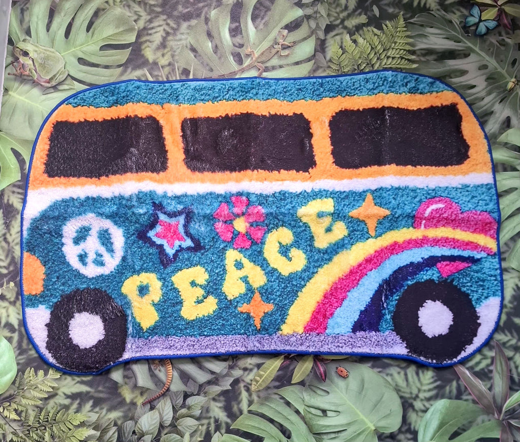 Colourful Hippy Campervan Faux Cashmere Bath Mat 60x90cm