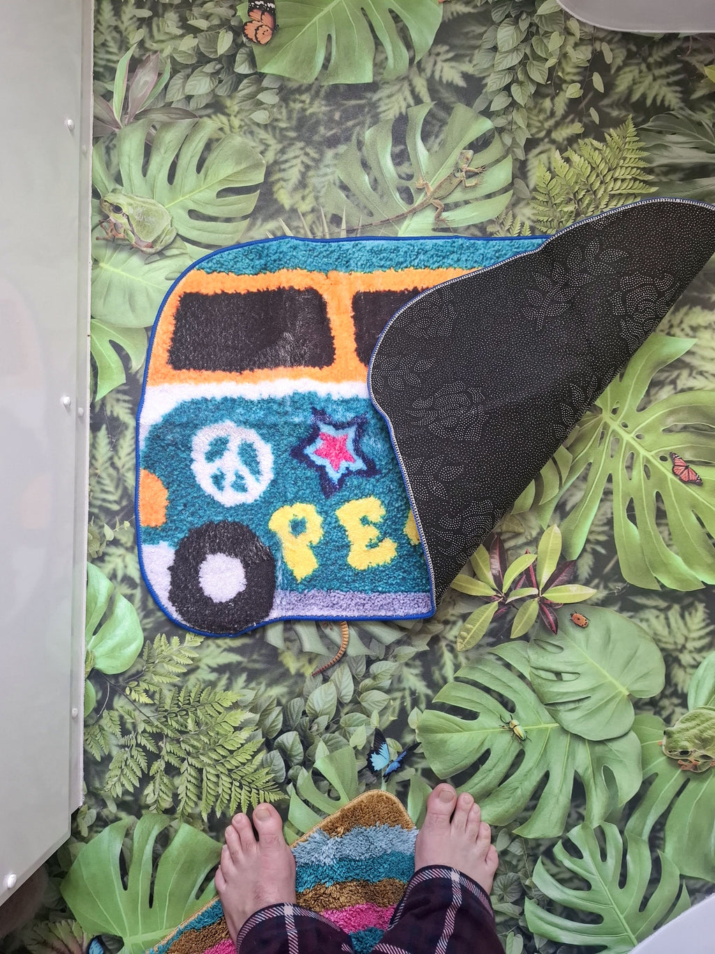 Colourful Hippy Campervan Faux Cashmere Bath Mat 60x90cm