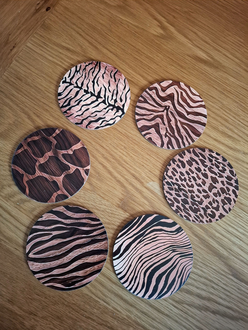 Animal Print Home Gift – Wooden Coaster Set of 6 | Quirky Gift for Her UK