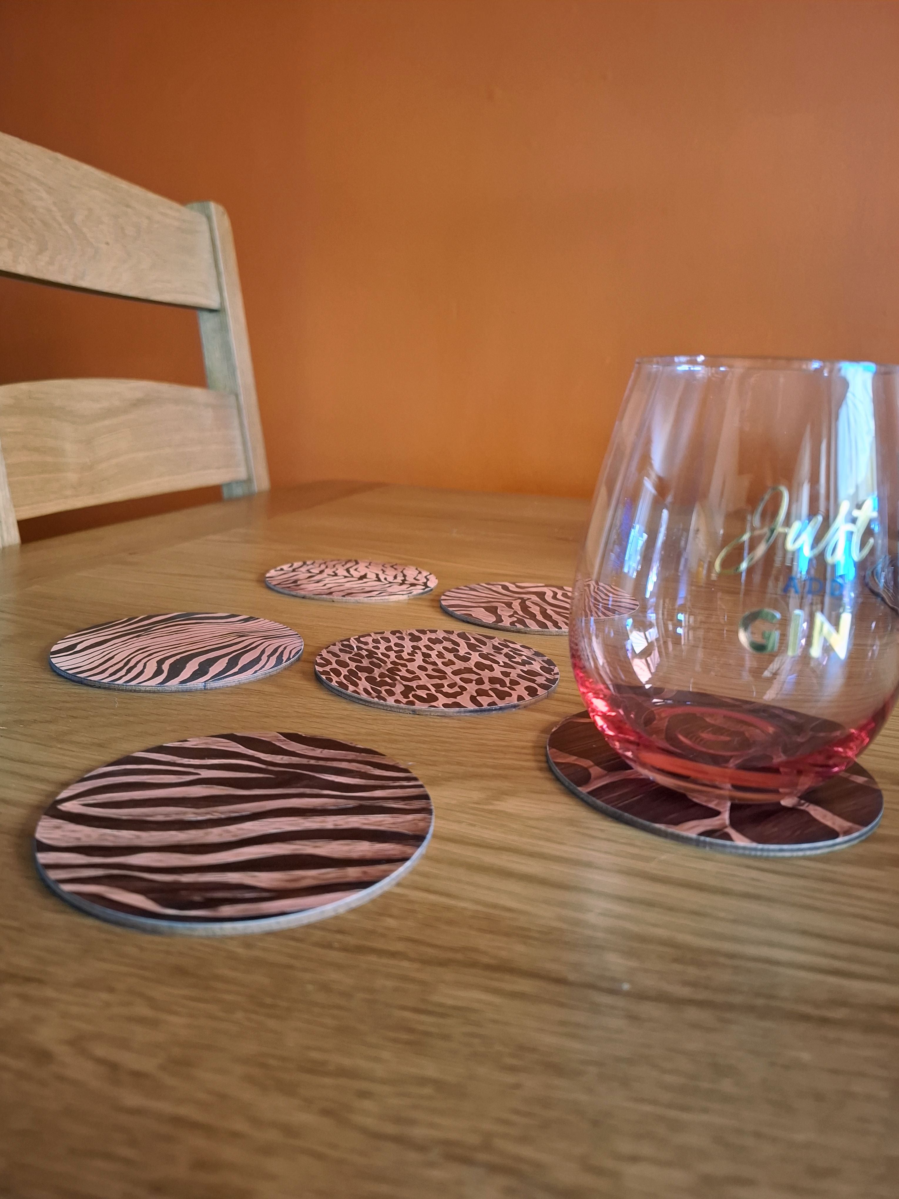 Animal Print Home Gift – Wooden Coaster Set of 6 | Quirky Gift for Her UK