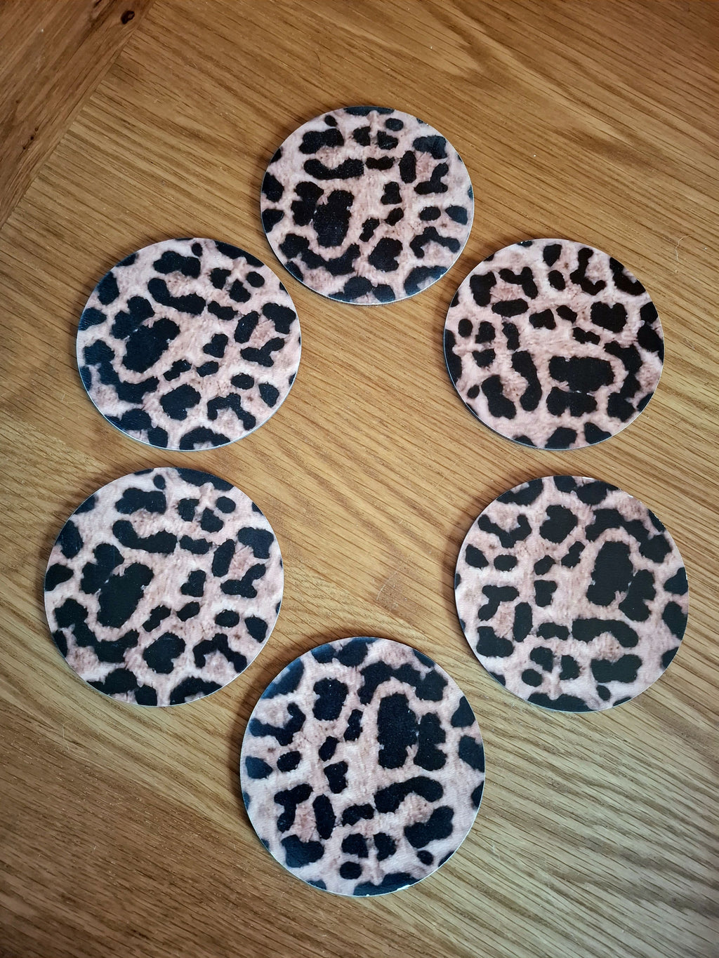 Leopard Print Gift for Her – Wooden Coaster Set of 6 | Bold Animal Print Home Décor