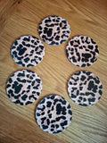 Leopard Print Gift for Her – Wooden Coaster Set of 6 | Bold Animal Print Home Décor