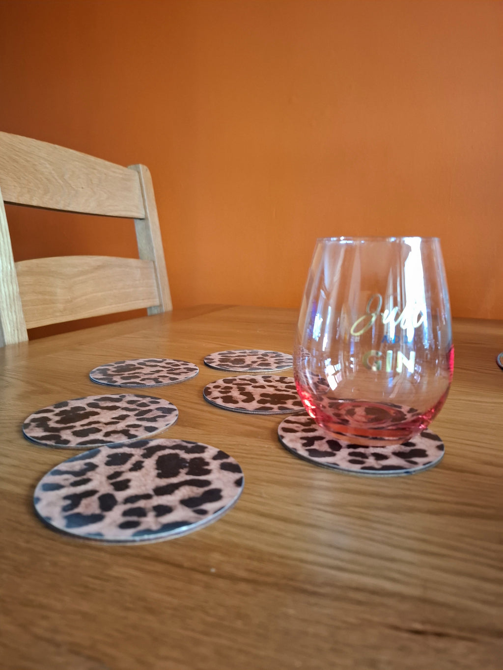 Leopard Print Gift for Her – Wooden Coaster Set of 6 | Bold Animal Print Home Décor