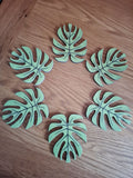 Boho Home Gift – Bamboo Leaf Shape Wooden Coaster Set of 6 | Natural Home Accessory UK