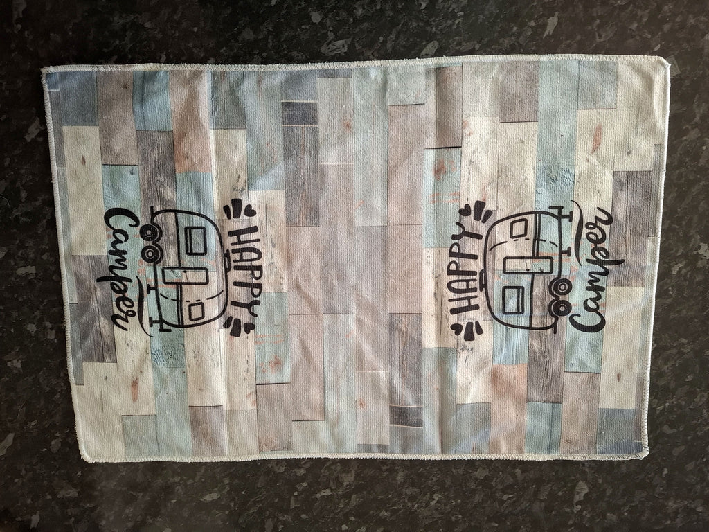 Happy Camper Woodgrain Effect Microfibre Tea Towels 2 Pack 40x60cm