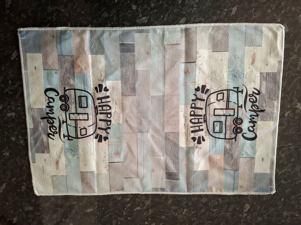 Happy Camper Woodgrain Effect Microfibre Tea Towels 2 Pack 40x60cm