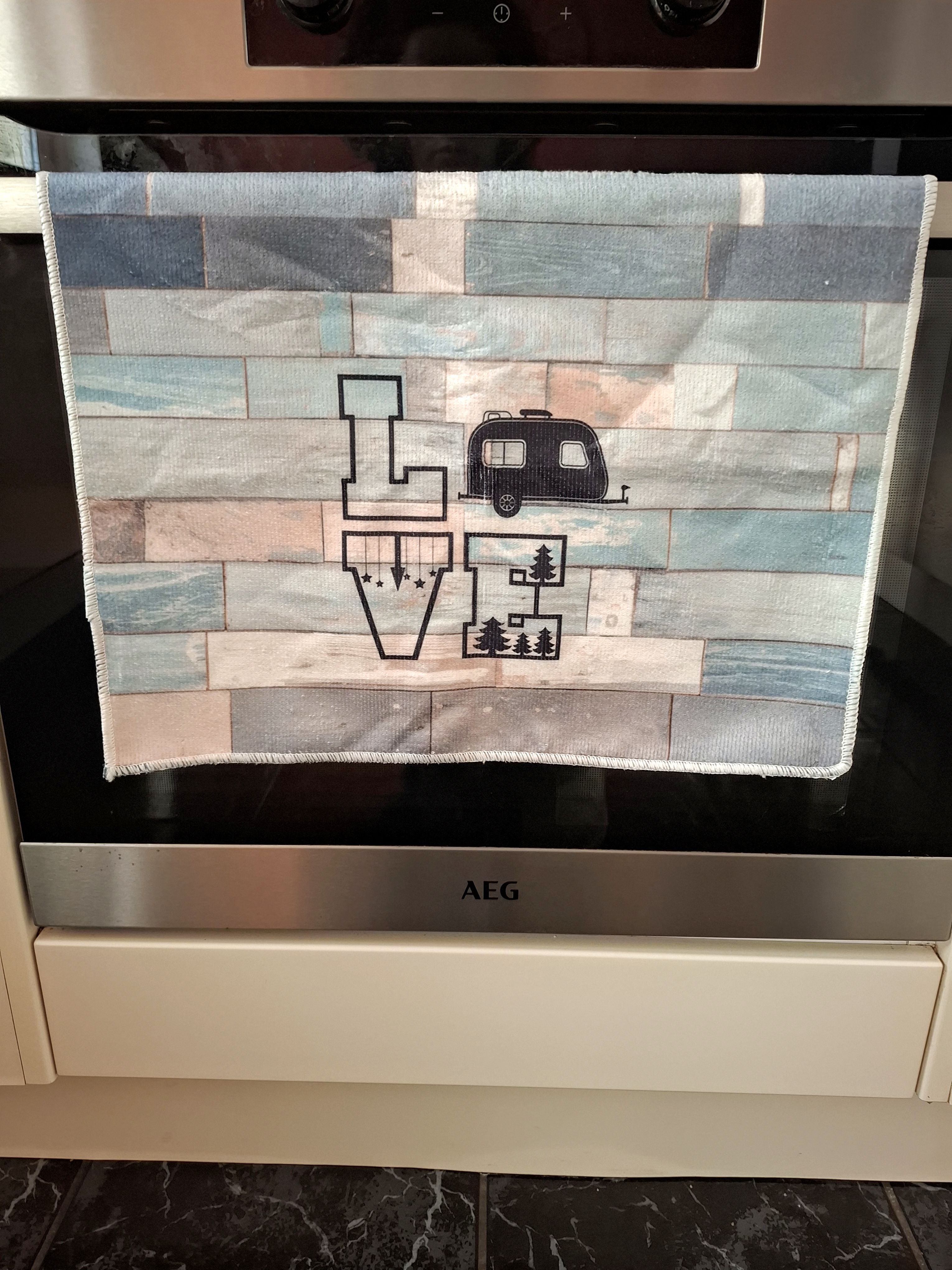 Happy Camper Woodgrain Effect Microfibre Tea Towels 2 Pack 40x60cm
