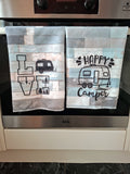 Happy Camper Woodgrain Effect Microfibre Tea Towels 2 Pack 40x60cm