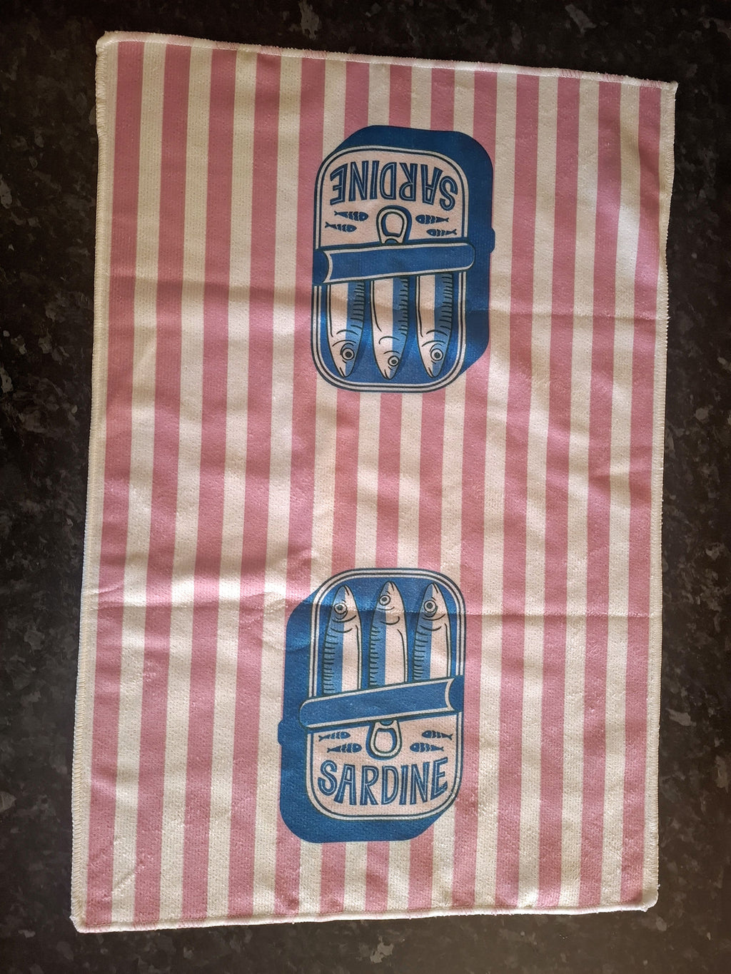 Pink & Blue Lobster and Sardine Design Microfibre Tea Towels - Pack of 2