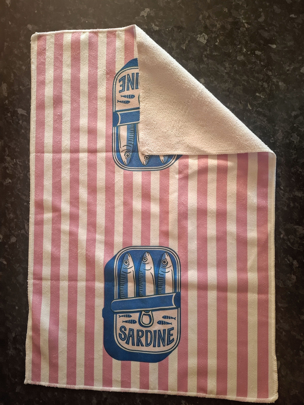 Pink & Blue Lobster and Sardine Design Microfibre Tea Towels - Pack of 2