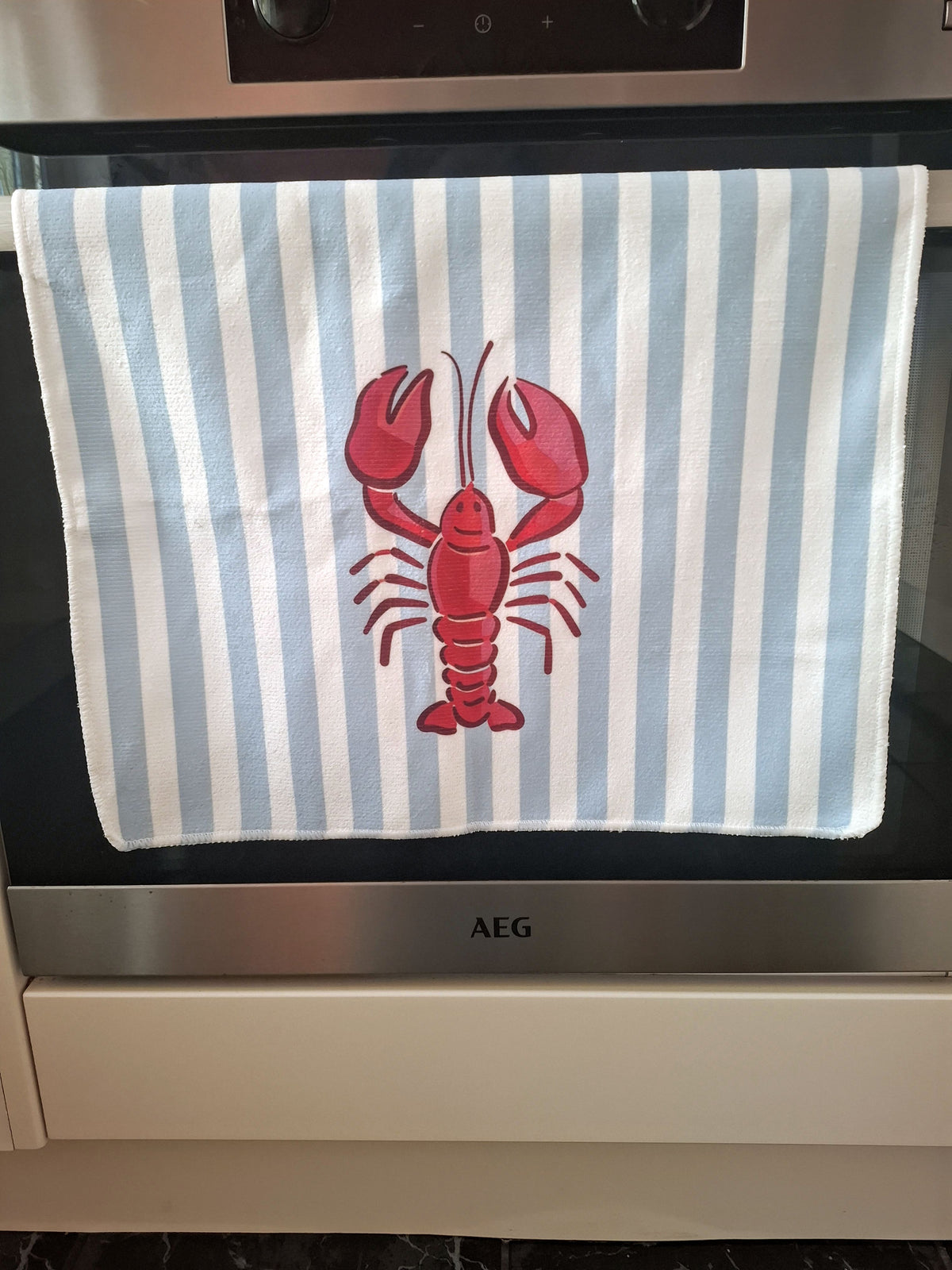Pink & Blue Lobster and Sardine Design Microfibre Tea Towels - Pack of 2