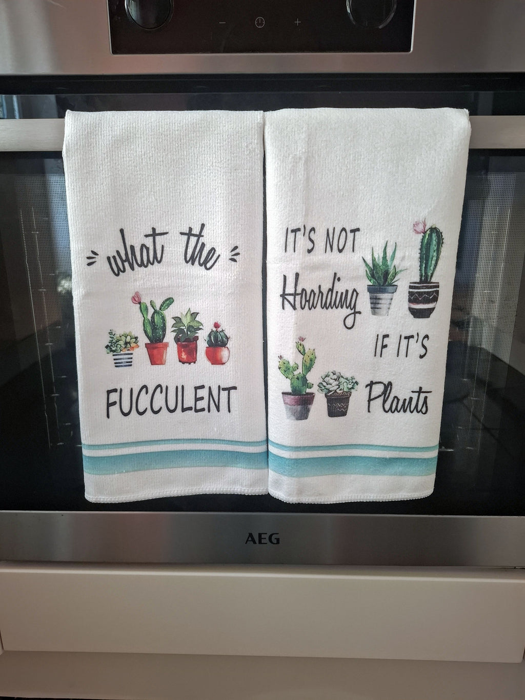 Funny Plant Theme Microfibre Tea Towels 4 Pack 40x60cm