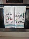 Funny Plant Theme Microfibre Tea Towels 4 Pack 40x60cm