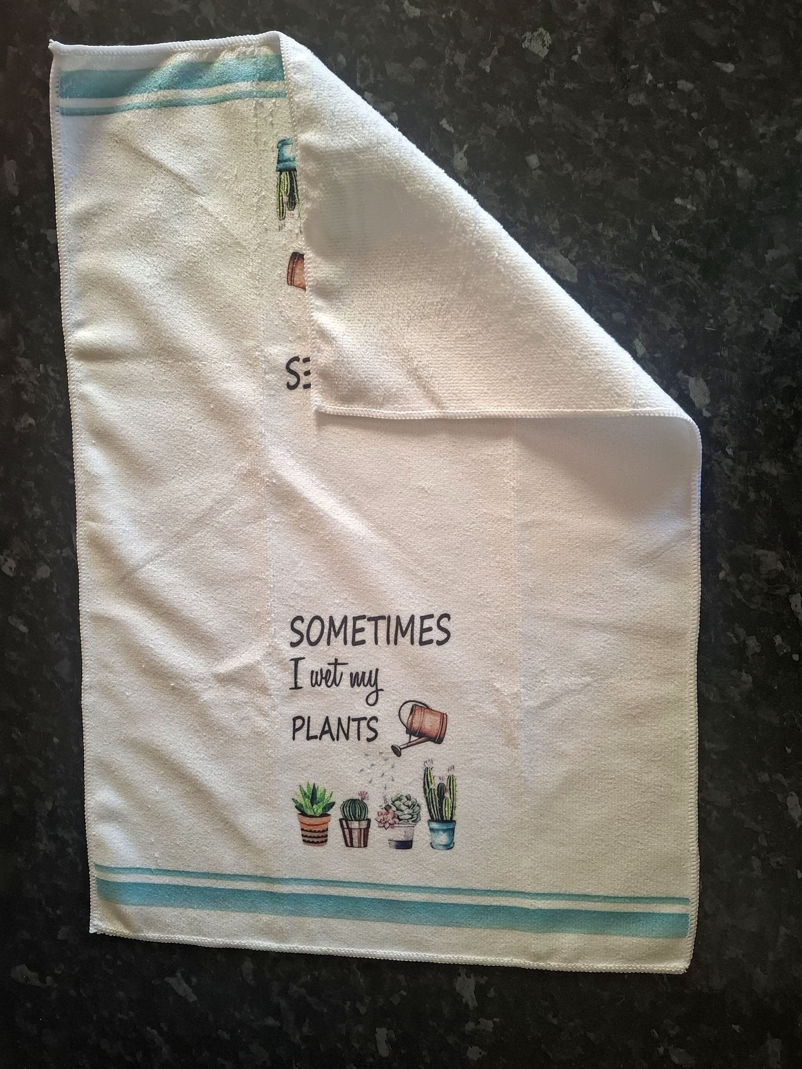 Funny Plant Theme Microfibre Tea Towels 4 Pack 40x60cm