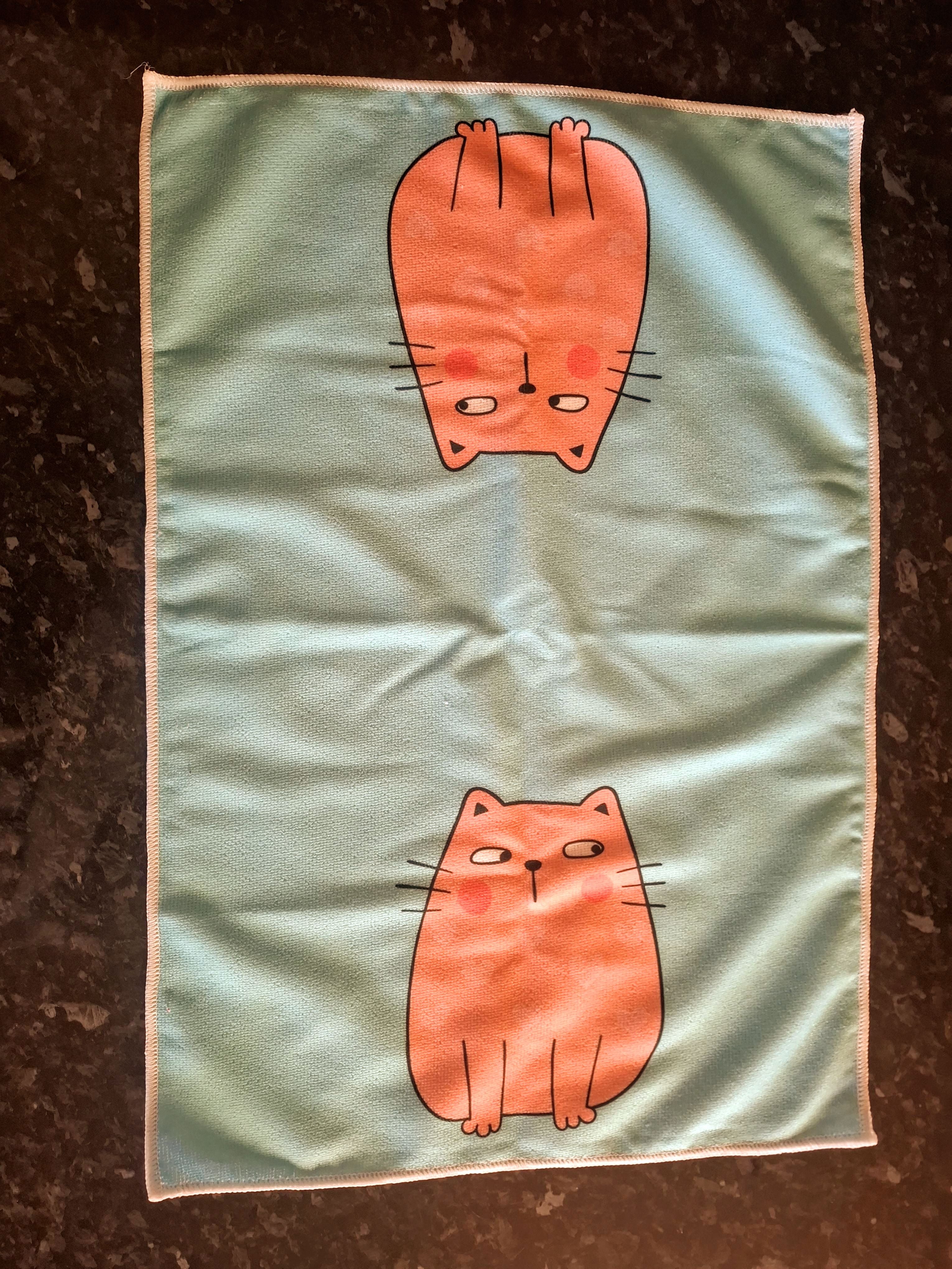 Cat Theme Microfibre Tea Towels 2 Pack 40x60cm
