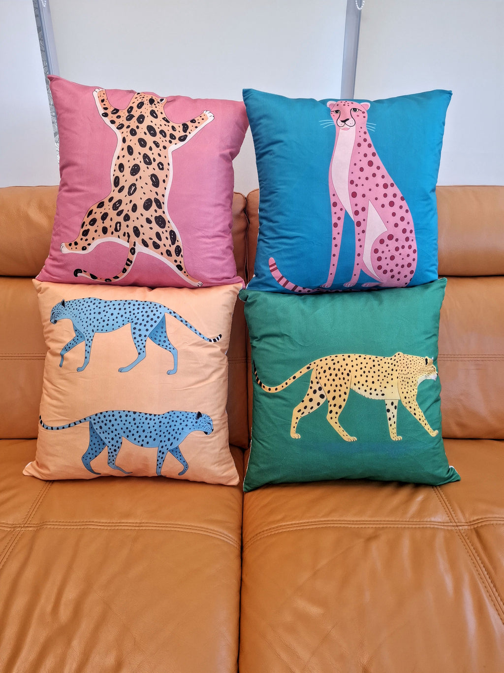Vibrant Abstract Leopard Design Cushion Covers 4 Pack 45x45cm
