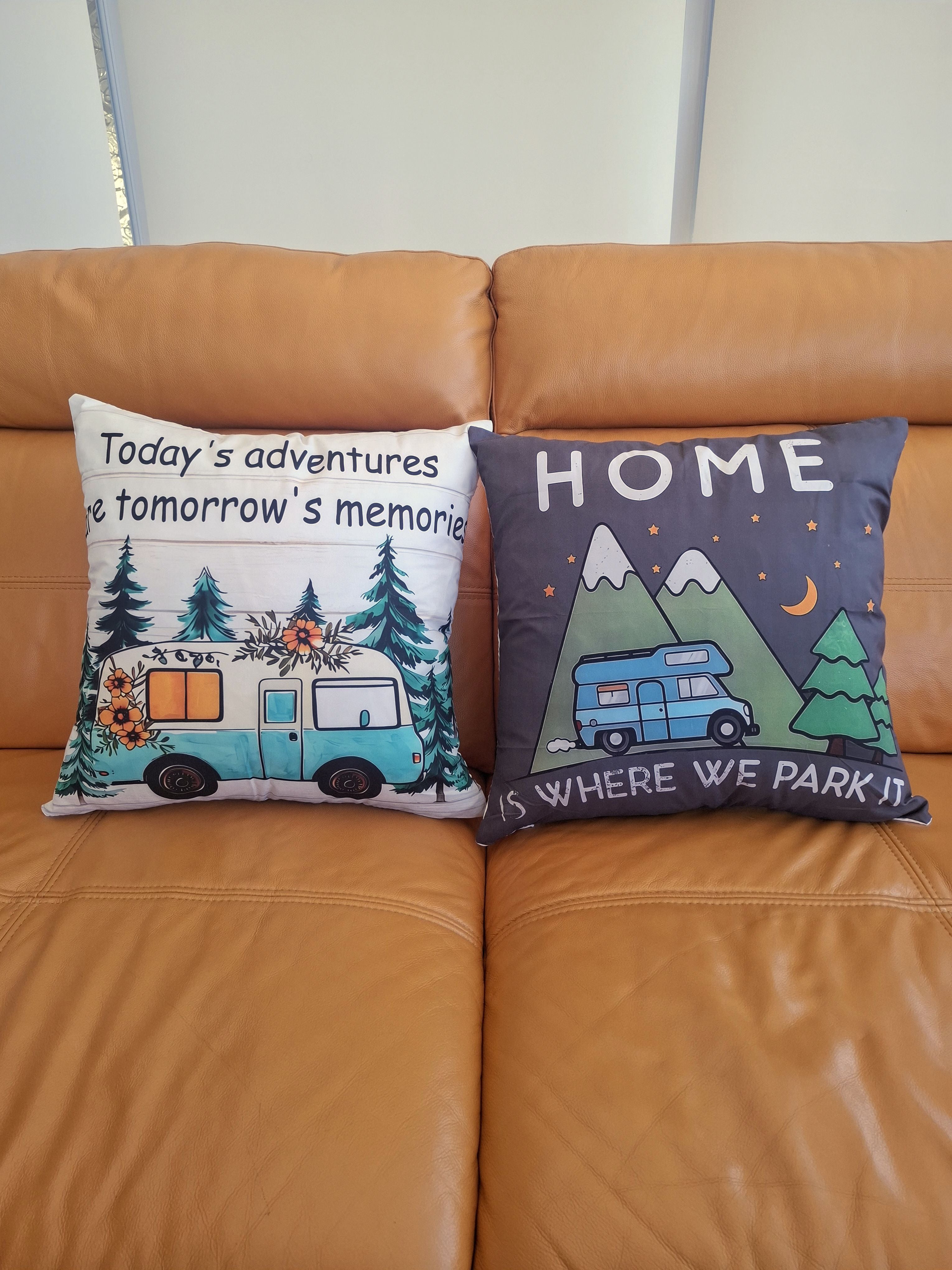 Camping Caravan Theme Cushion Covers 2 Pack 45x45cm