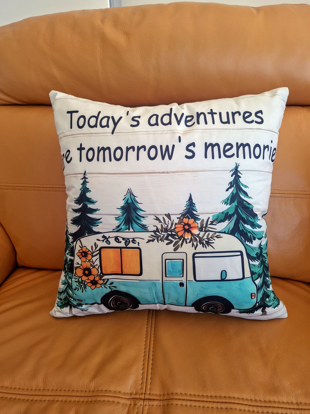 Camping Caravan Theme Cushion Covers 2 Pack 45x45cm