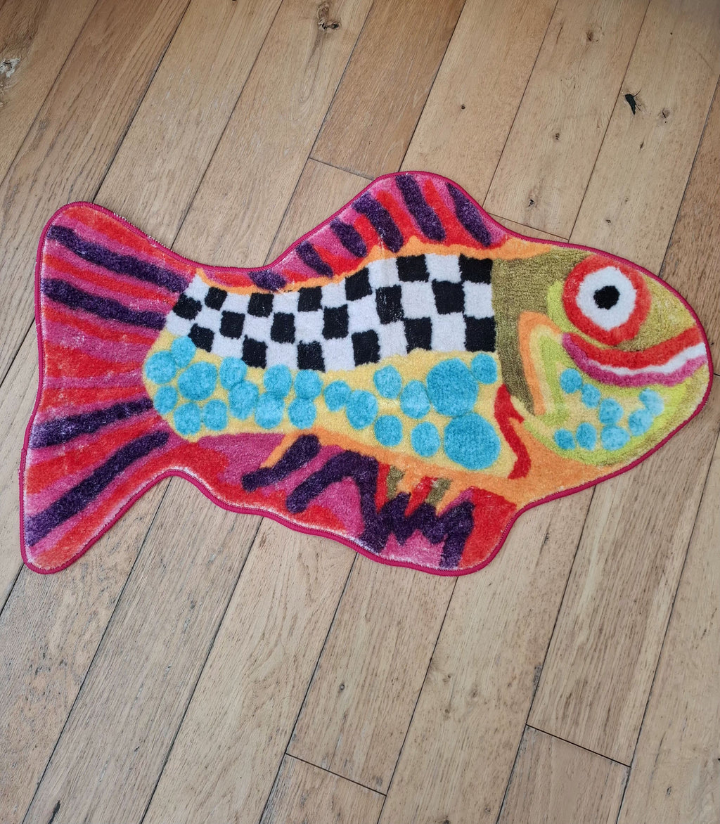 Pink Fish Faux Cashmere Bath Mat 60x90cm