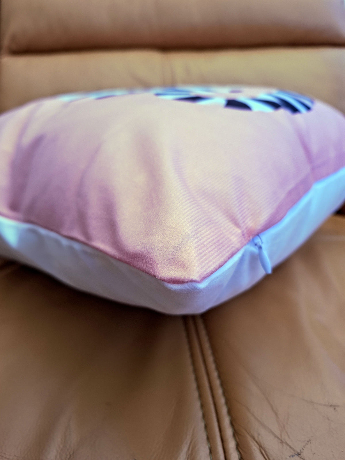 Pink Cushion Cover with Abstract Black and White Cat Print 45x45cm