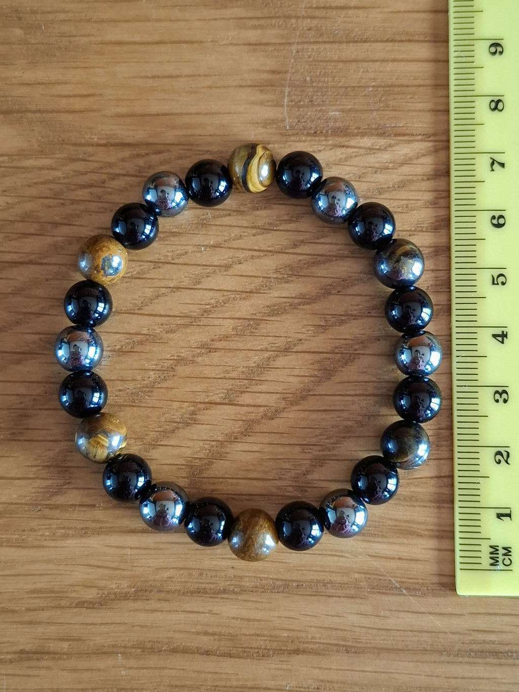 Black Obsidian, Tiger Eye and Hematite Natural Stone Triple Protection Bracelet