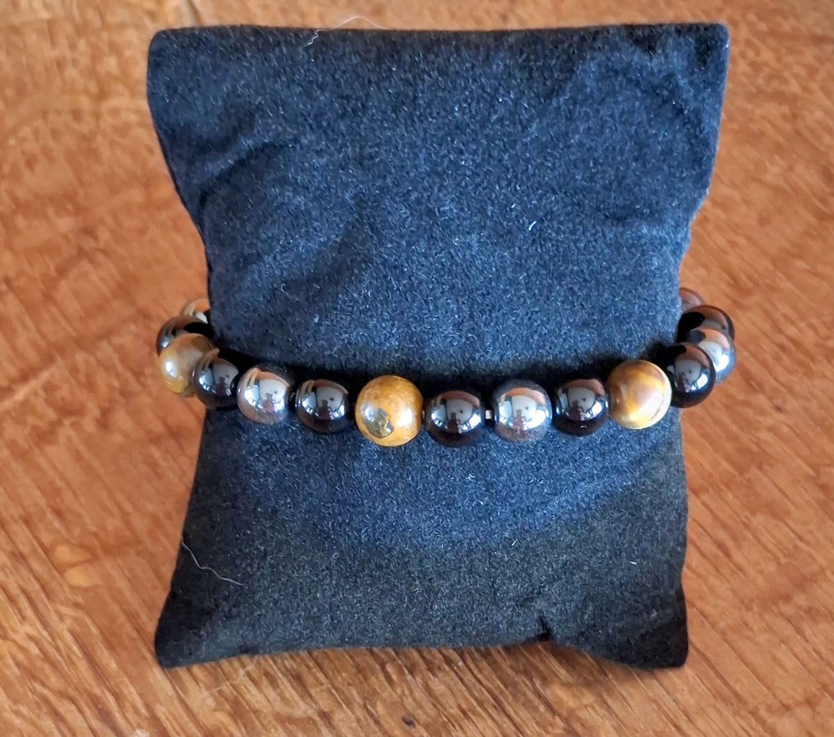 Black Obsidian, Tiger Eye and Hematite Natural Stone Triple Protection Bracelet