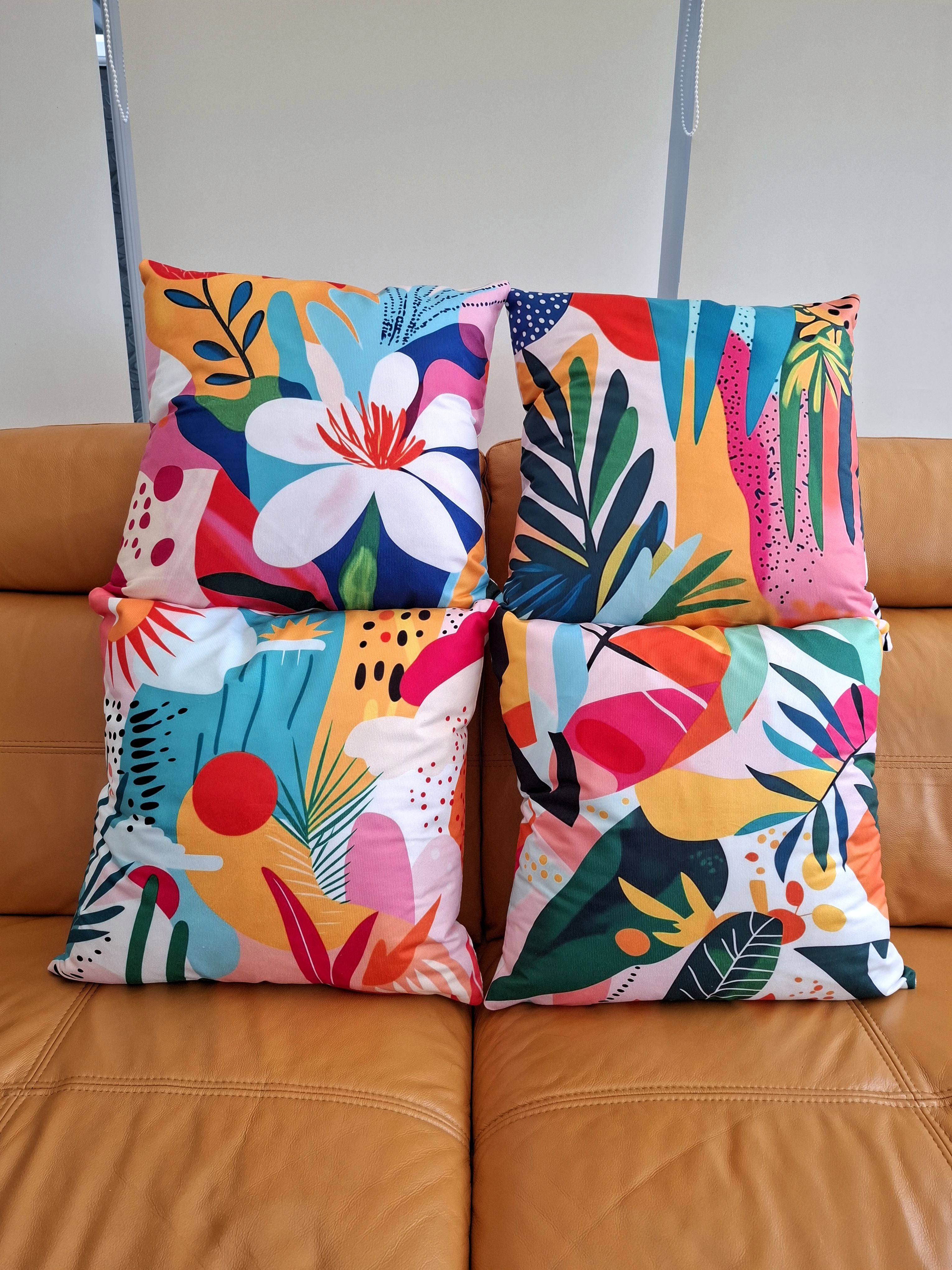 Tropical Colour Block Cushion Covers - Pack of 4