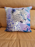 Lilac Floral Cheetah Design Cushion Cover 45x45cm