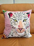 Pink Floral Leopard Design Cushion Cover 45x45cm