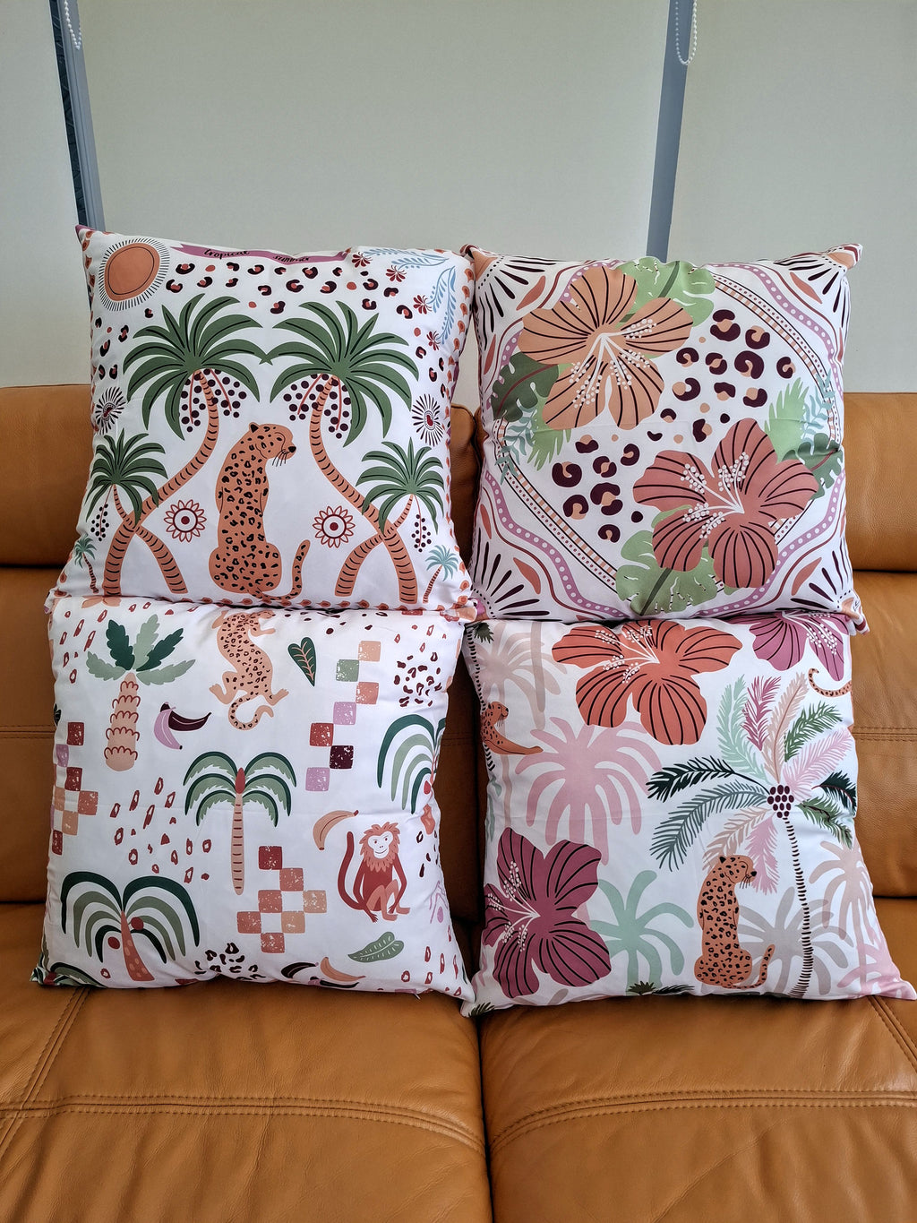 Tropical Summer Rainforest Design Cushion Covers 45x45cm 4 Pack