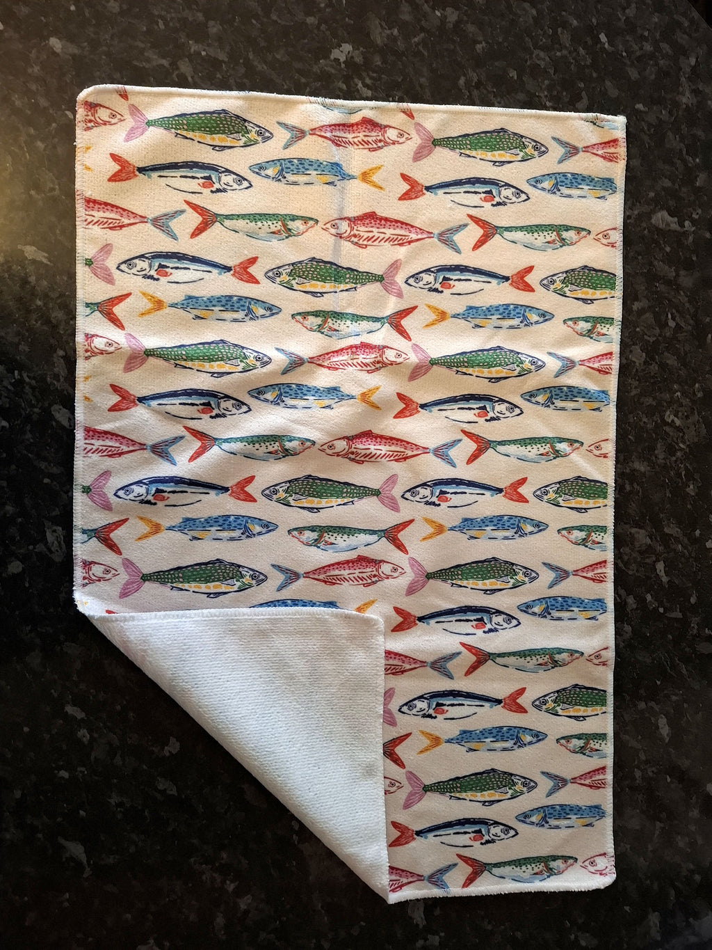Colourful Anchovy & Sardine Tin Design Microfibre Tea Towels 2 Pack 40x60cm