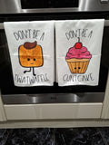 Funny Waffle & Cupcake Theme Microfibre Tea Towels 2 Pack 40x60cm