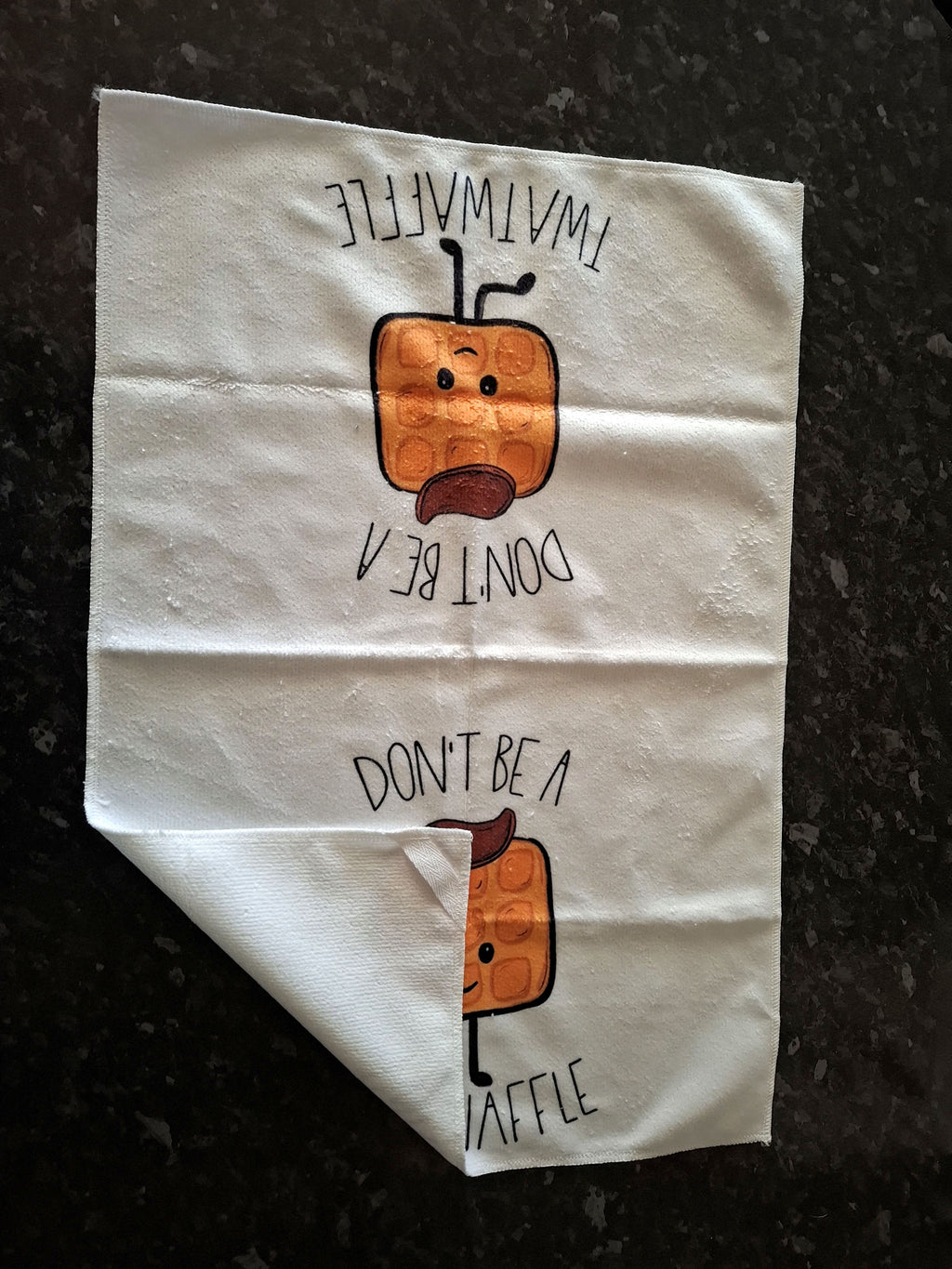 Funny Waffle & Cupcake Theme Microfibre Tea Towels 2 Pack 40x60cm