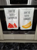 Funny Watermelon & Cantaloupe Theme Microfibre Tea Towels 2 Pack 40x60cm