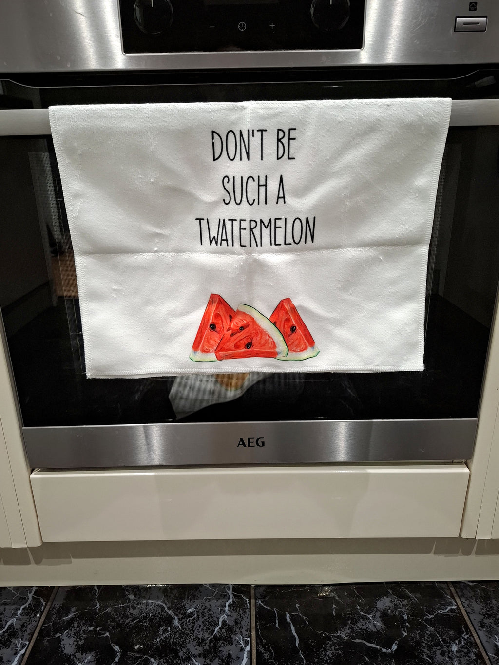Funny Watermelon & Cantaloupe Theme Microfibre Tea Towels 2 Pack 40x60cm